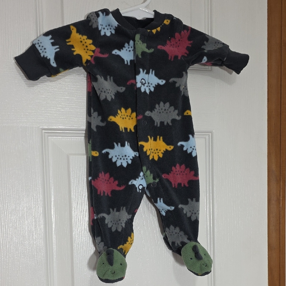 Carter's Black Footie Pajamas with Dinosaur Print